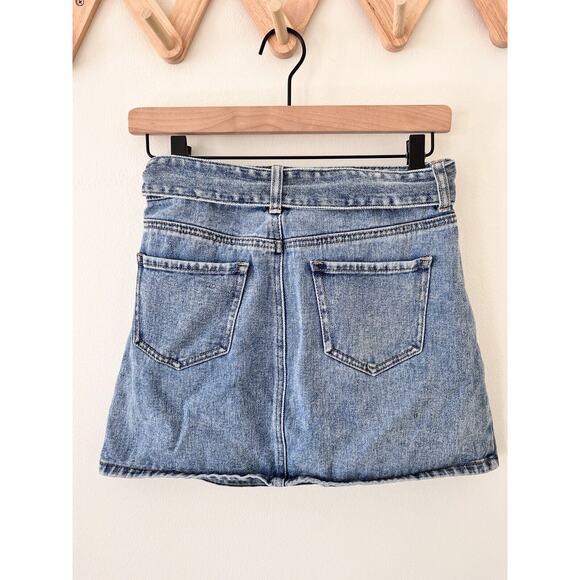PacSun Women's 100% Cotton Jean Denim Mini Skirt With Belt Blue - Size 28 - Picture 4 of 8